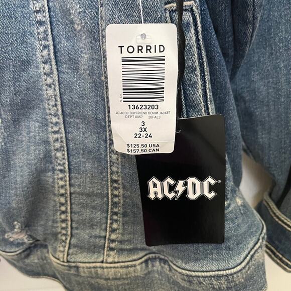 Torrid AC/DC studded denim Jacket Sz 3 New with tags - Picture 4 of 8
